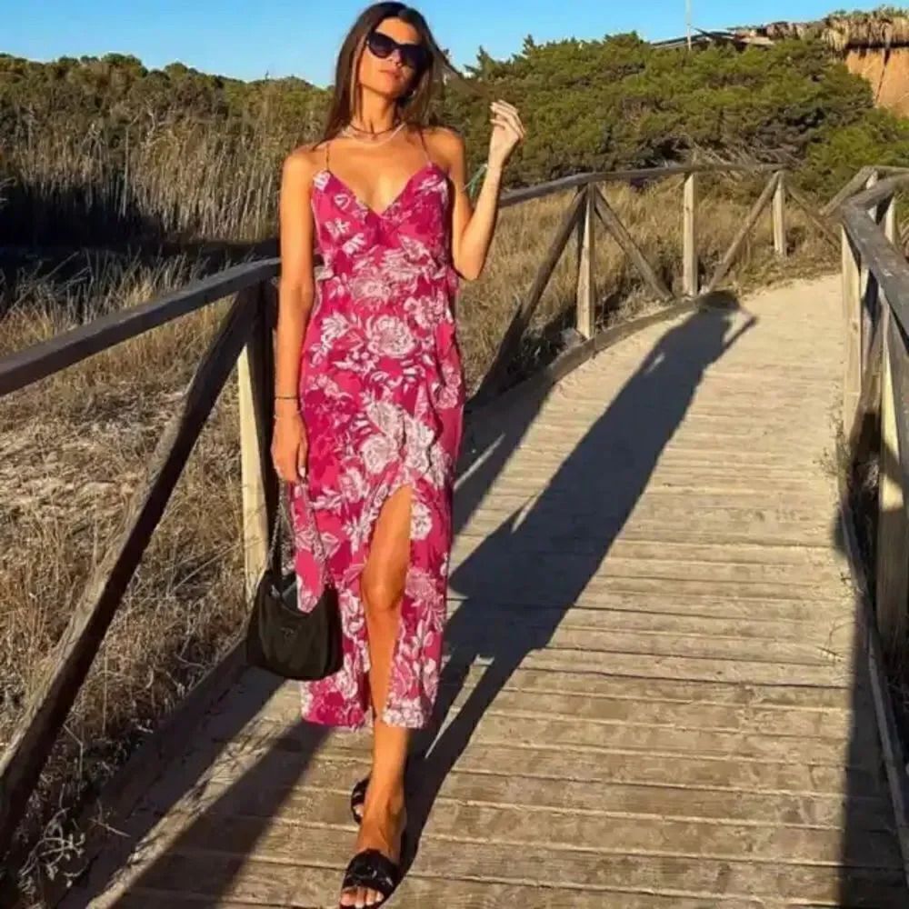 ZARA BOHO RUFFLED PRINT DRESS - Picture 3 of 12